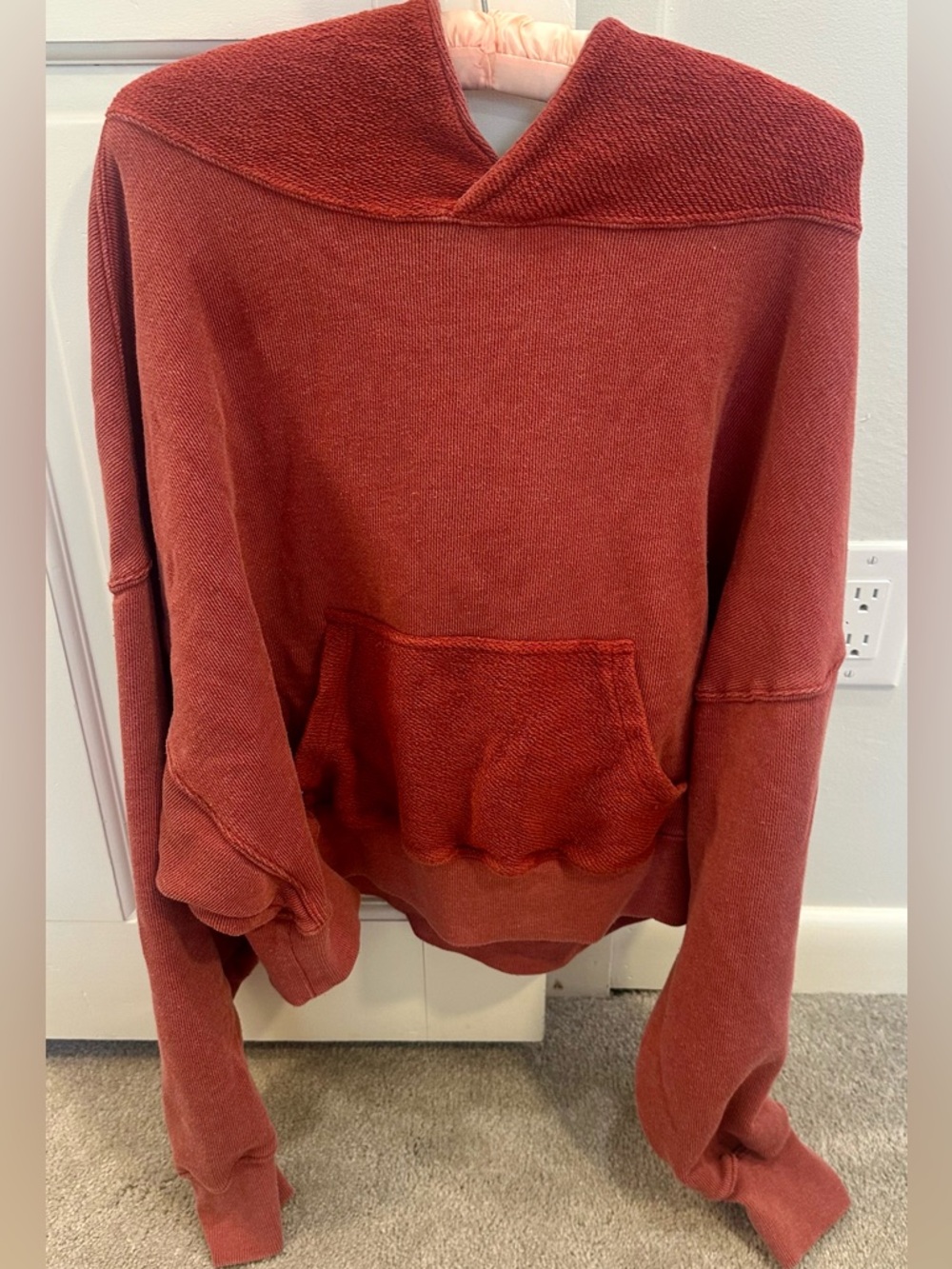 Free people Washed Brick Red Pullover Hoodie
